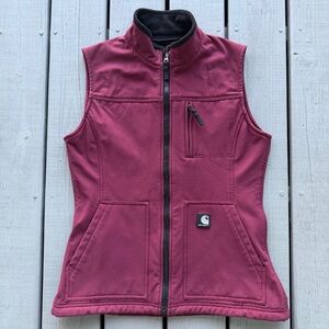 Carhartt Women’s Denwood Softshell Vest Med Reg Full Zip Fleece Lined Burgundy